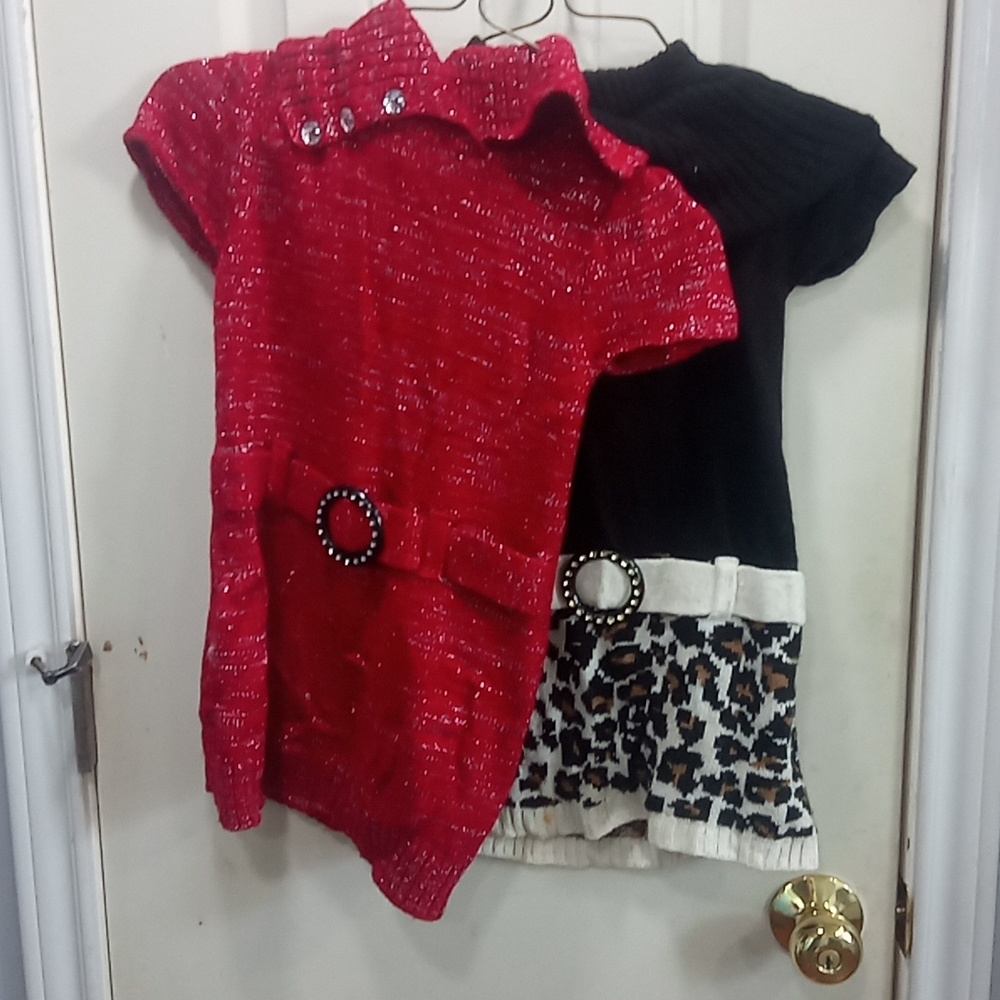 2 girls size small (6-6x) faded glory turtle neck mini dresses/ shirts